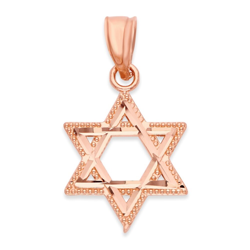 Solid 10k Rose Gold Star of David Pendant - Religious Jewelry Gifts for Her